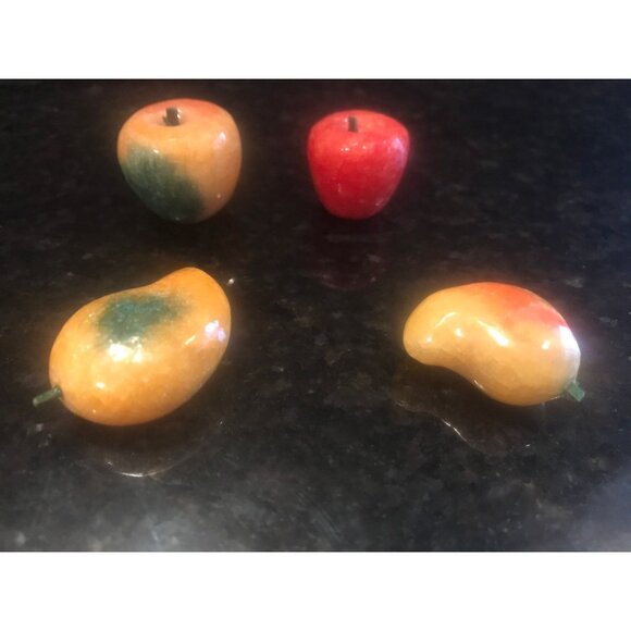 1960's Alabaster Stone Fruit Italian Carved Marble Mid Century Décor Set of 7 - Picture 6 of 10